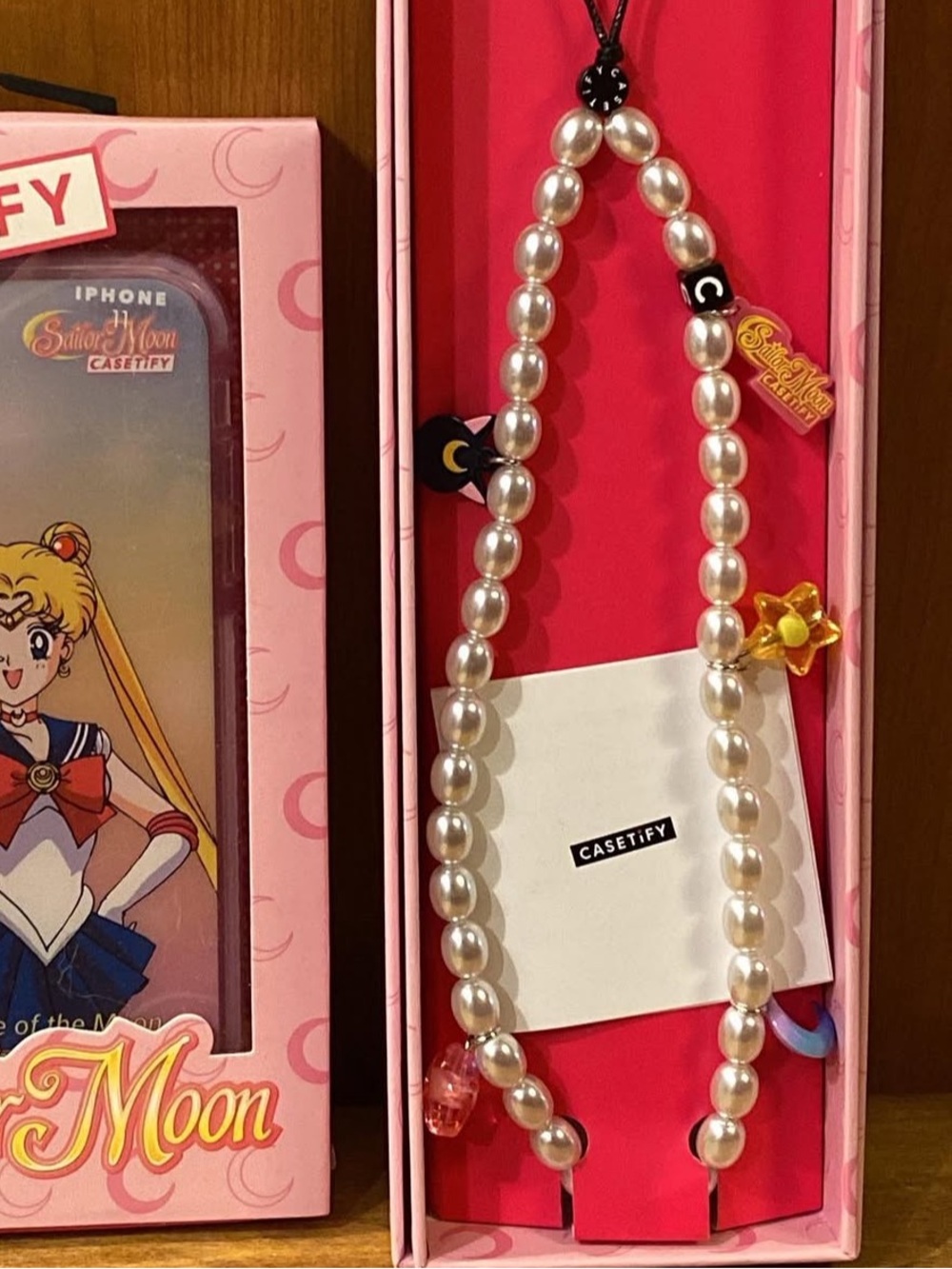 Limited edition Casetify x sailor Moon Pink Charm Pearl chain